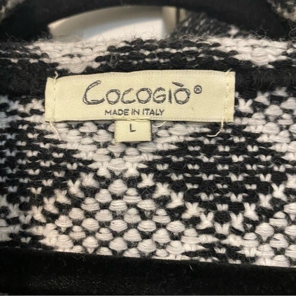 Cocogiò size Large Wool Blend Checker Knit Mock Neck Cardigan made in Italy - Picture 6 of 10